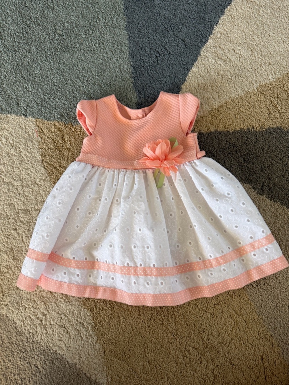 Sweet Heart Rose Coral/Salmon/White Toddler Dress